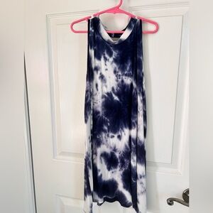 Aqua Navy and White Tie-Dye Dress